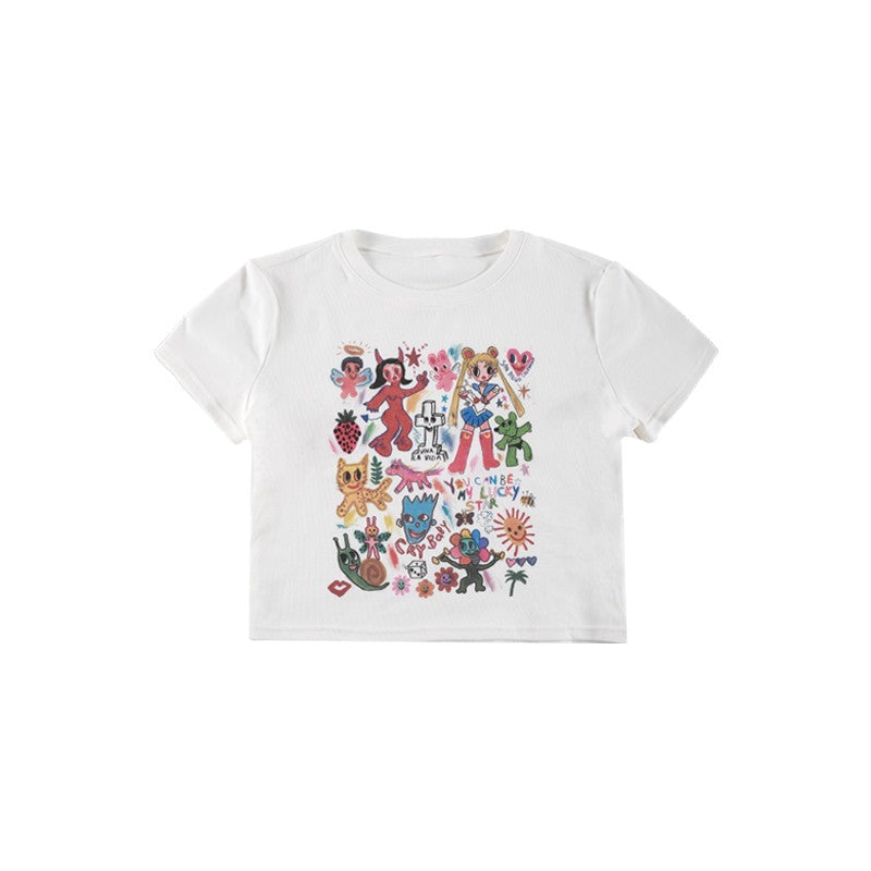 Graffiti Print White Tee