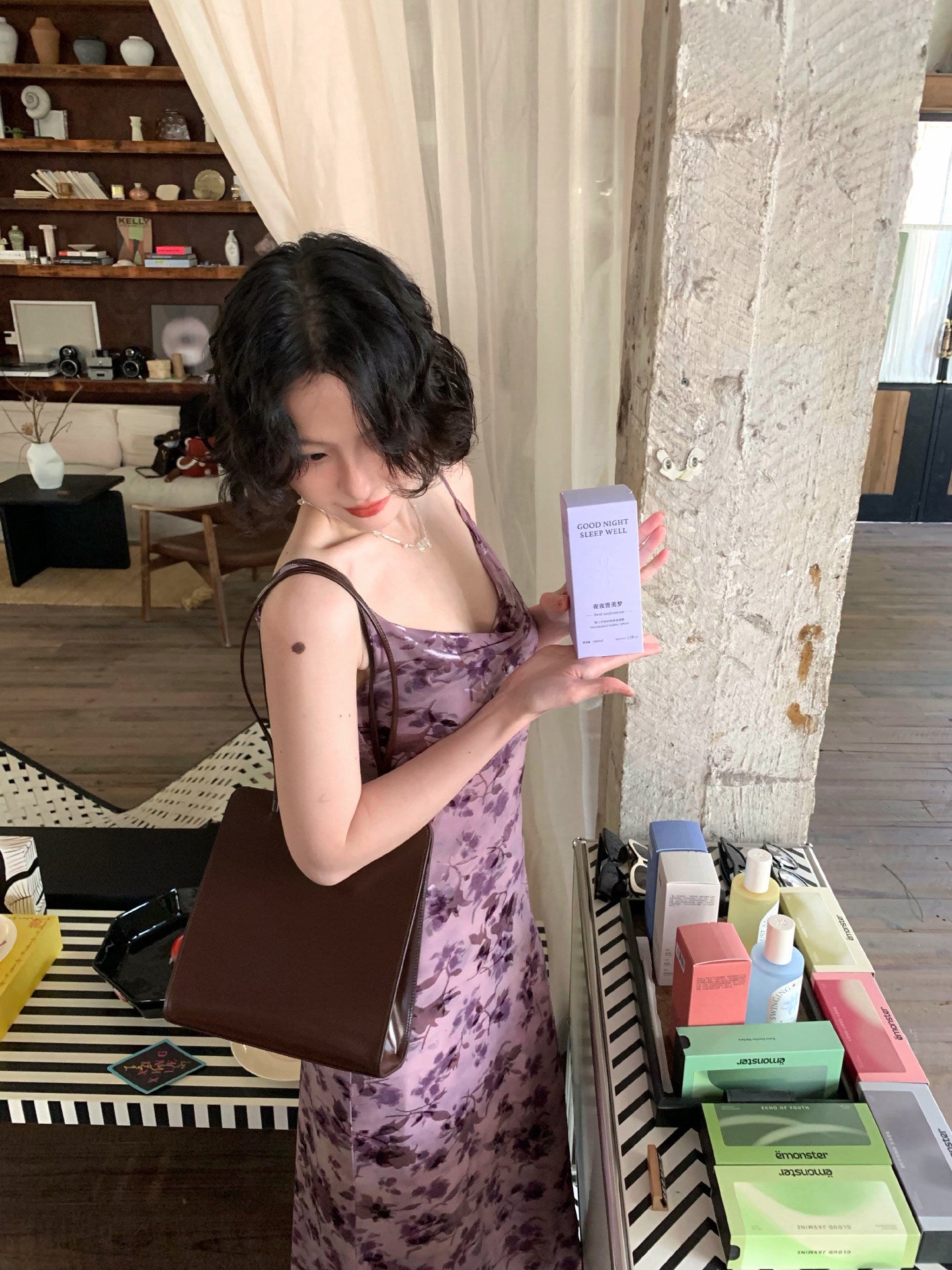 Violet Blossom Printed Slip Dress