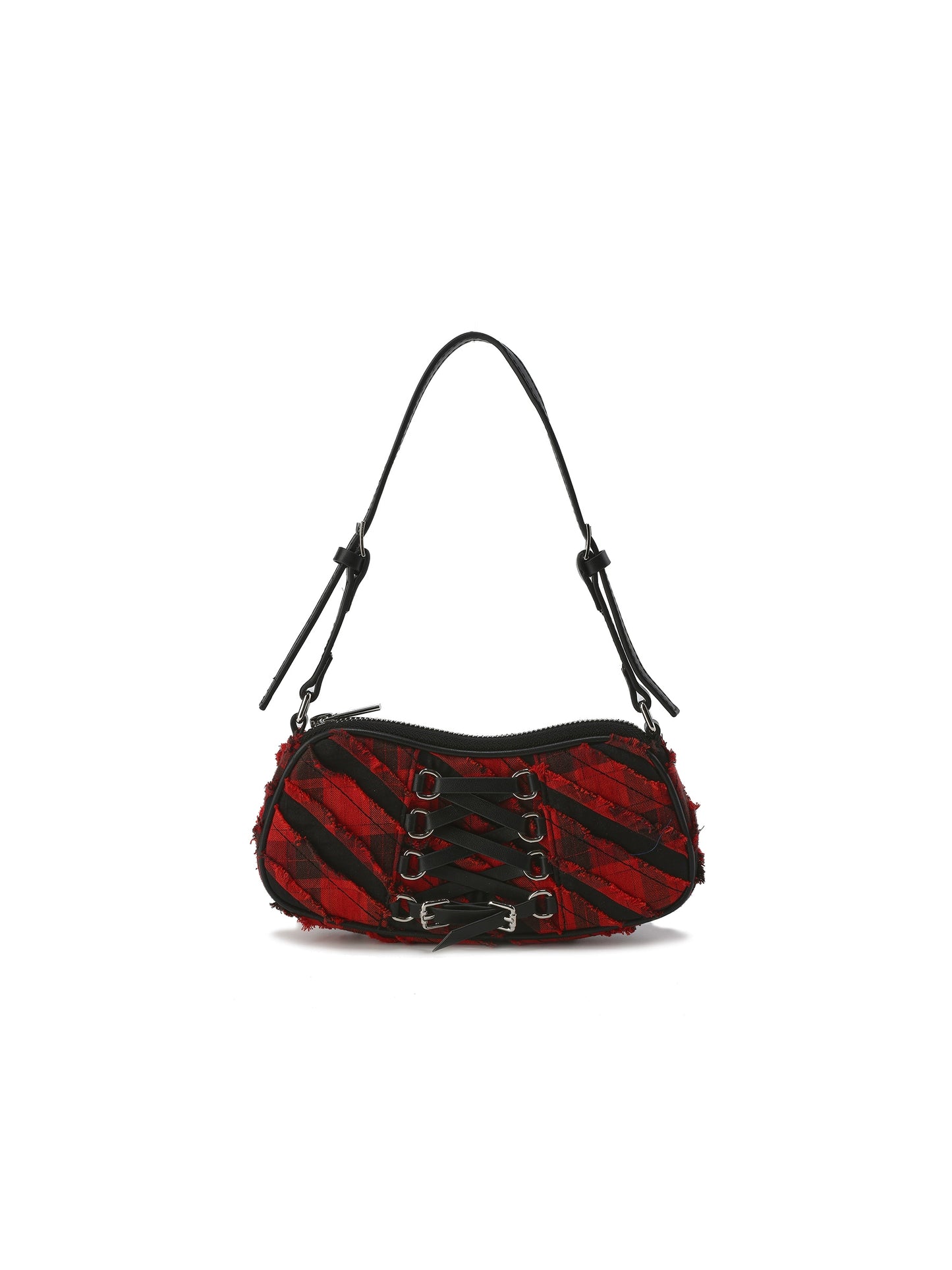 Punk Plaid Small Bag | Two-Tone Design with Chain