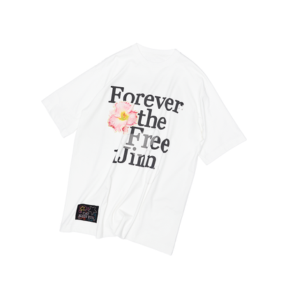 Floral Monogram Oversized T-Shirt – Loose Dropped Shoulder Rhinestone Top