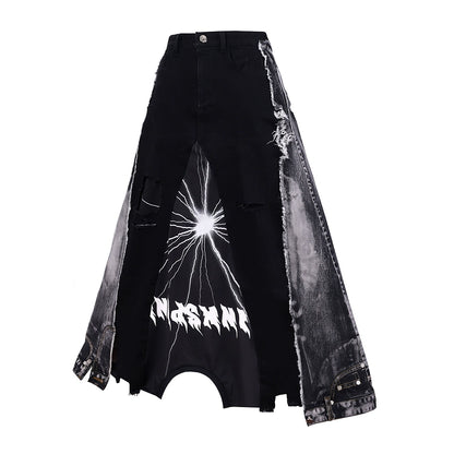 Wasteland Printed Denim Skirt