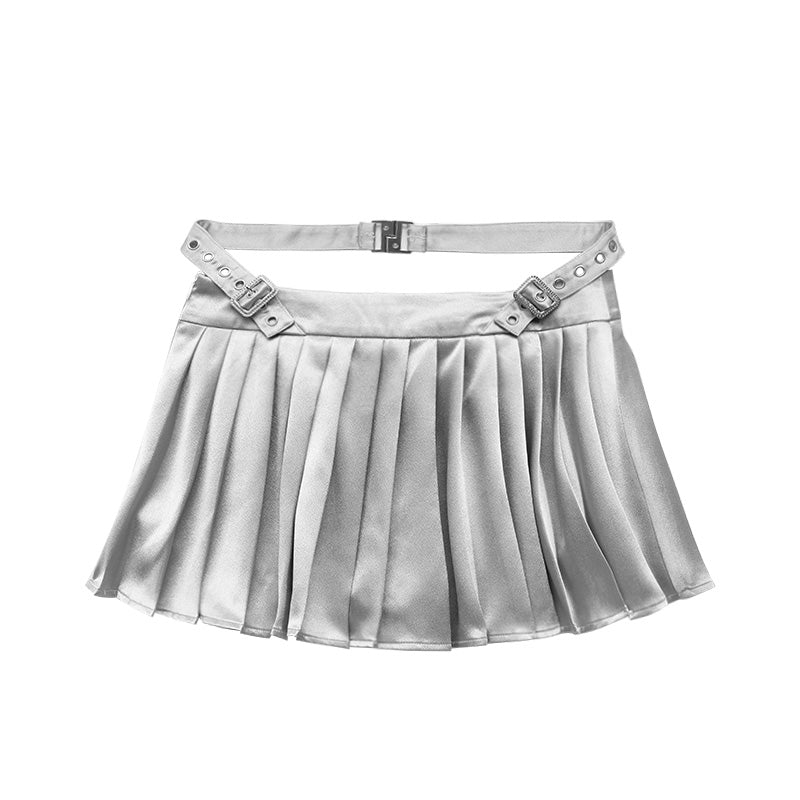 Spicy Strap Pleated Skirt