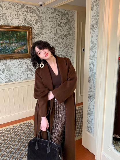 Never Forget 100% Wool Bathrobe-Style Double-Faced Coat – Winter Luxury