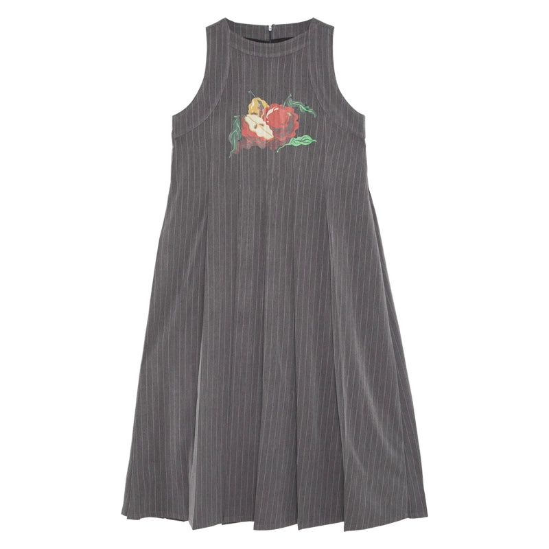 Girl's Apple Pear Print: Pleated Dress