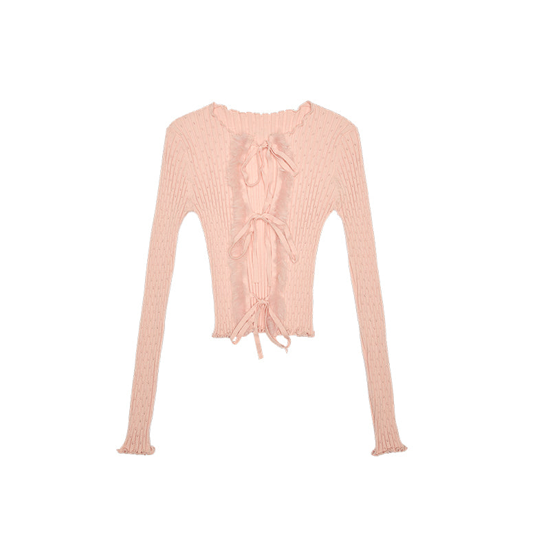 Strappy Cut-Out Cardigan – Slim Fit Knitted Shell Top