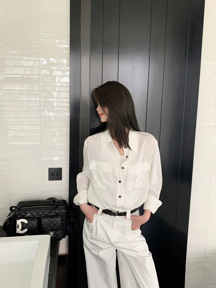 [Ancient Female Lead] Artistic White Shirt - Autumn Niche Design