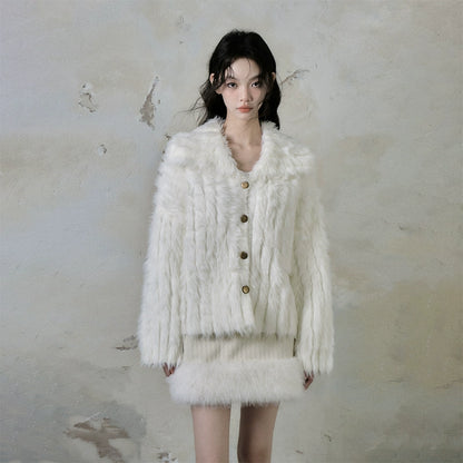 Soft Temperature Imitation Mink Hair Sweater Cardigan