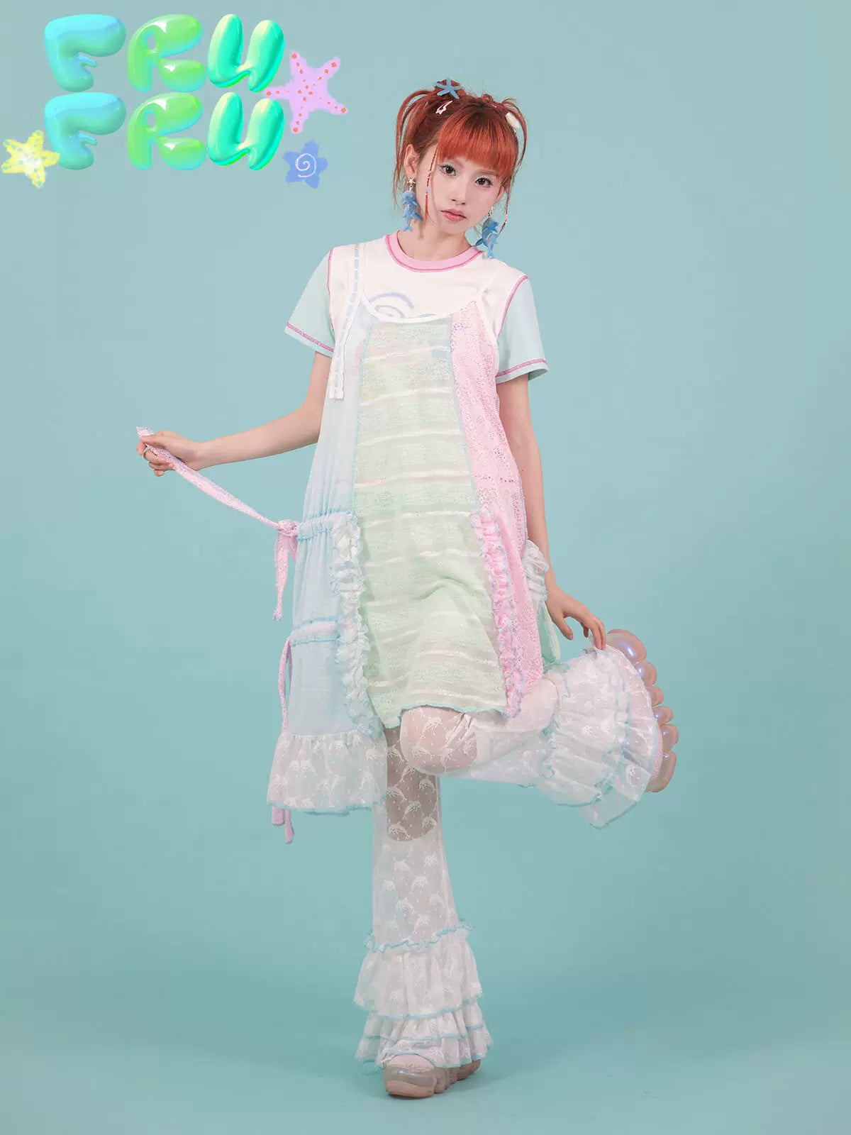 Gollum Store Original Girls' Lace Hollow-Out Patchwork Summer Niche Layered Strappy Camisole Dress