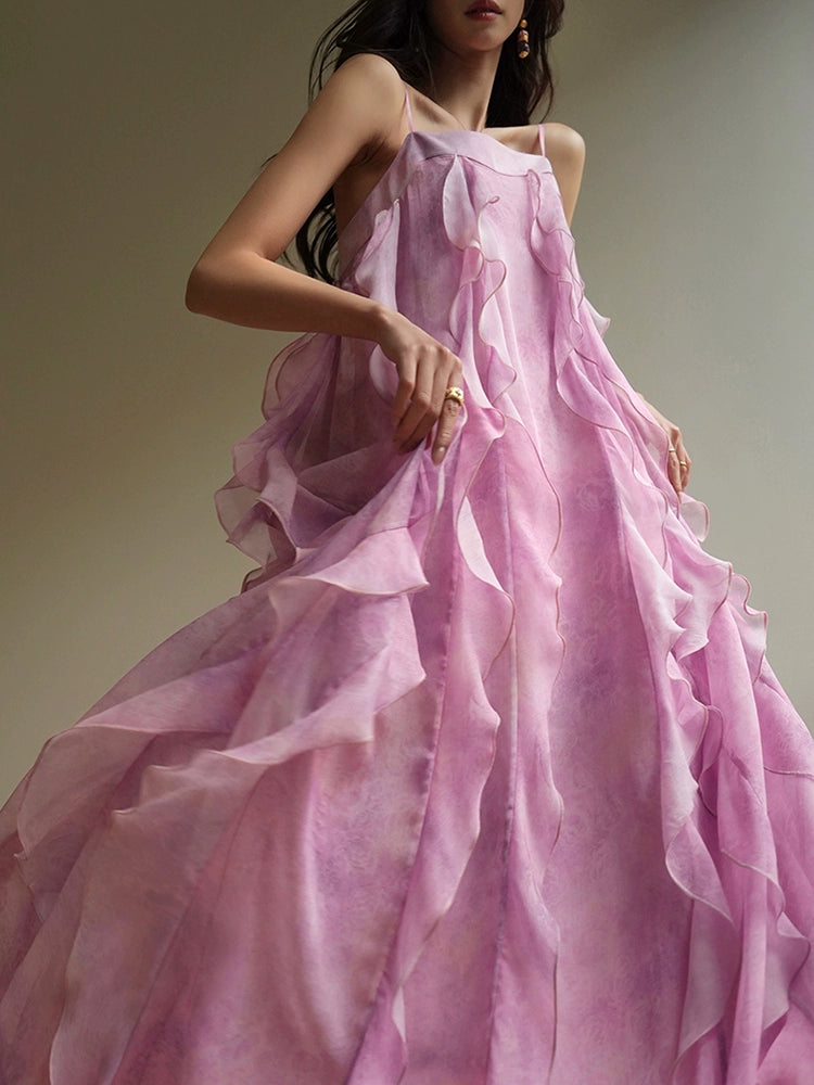 Pink Sea Mist Ruffle Maxi Dress – Beach Vacation Style