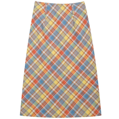 Checkered A-Line Skirt | High Waist Slim Fit Retro Style for Summer