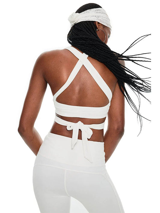 Strappy Halterneck Sports Corset – Soft Skin-Friendly Top with Built-in Pads