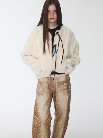 Rabbit Fur Toggle Jacket