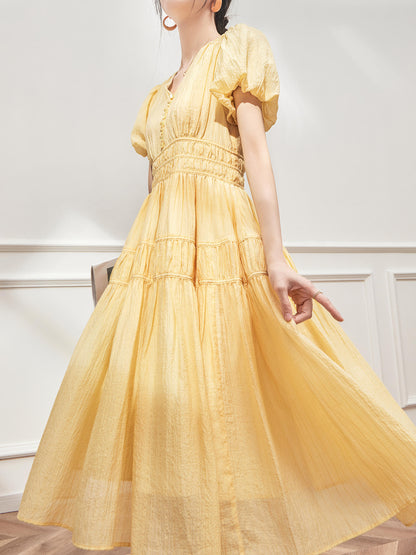 Yellow French Princess Bubble Dress