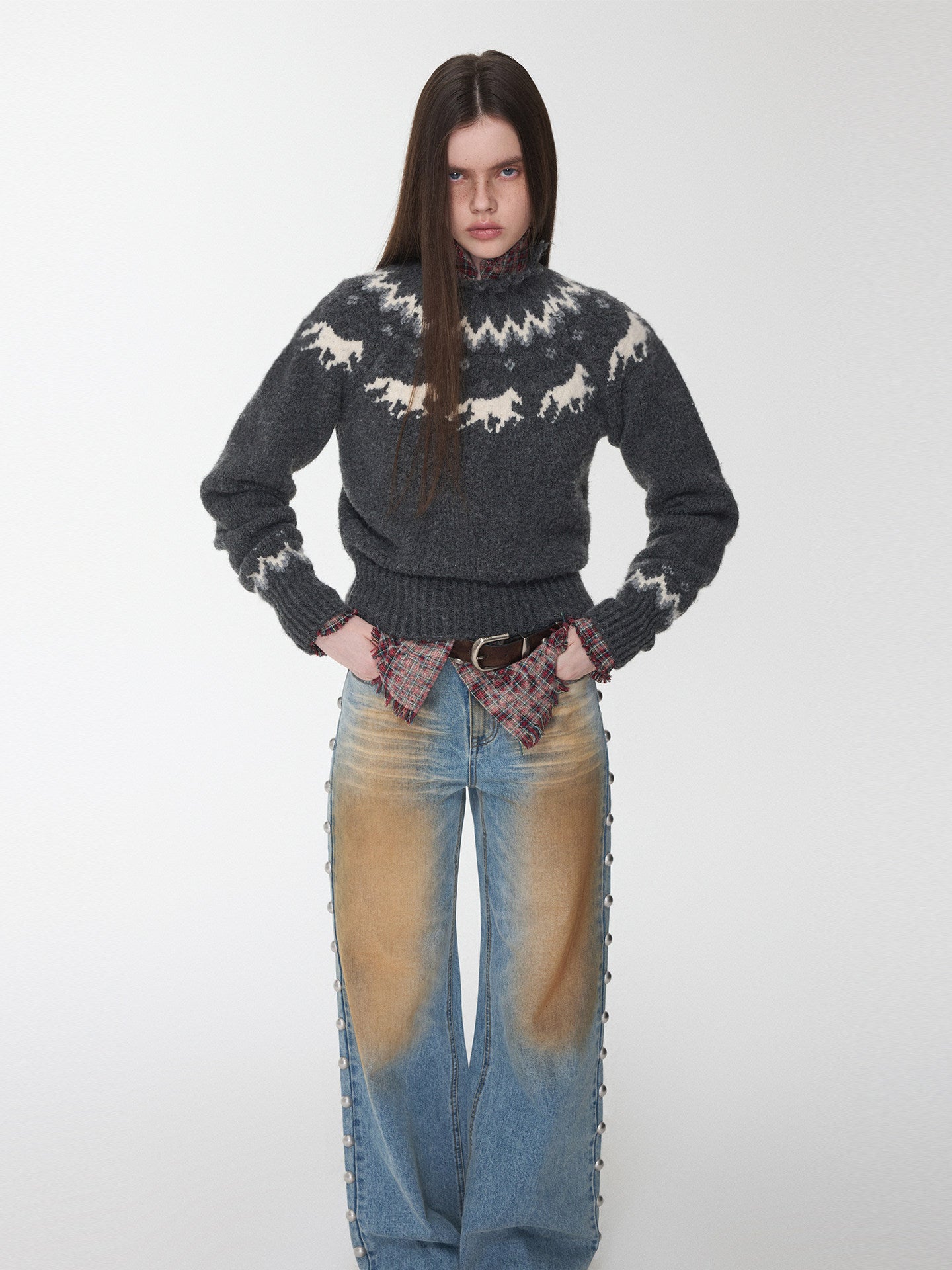Fair Isle Pony Raglan Knit Sweater