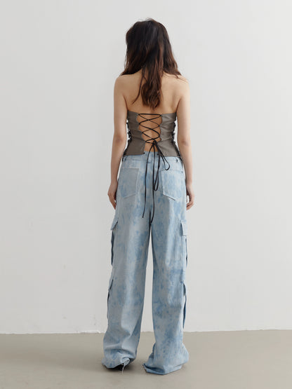 Destruction Style Low Waisted Workwear Pants