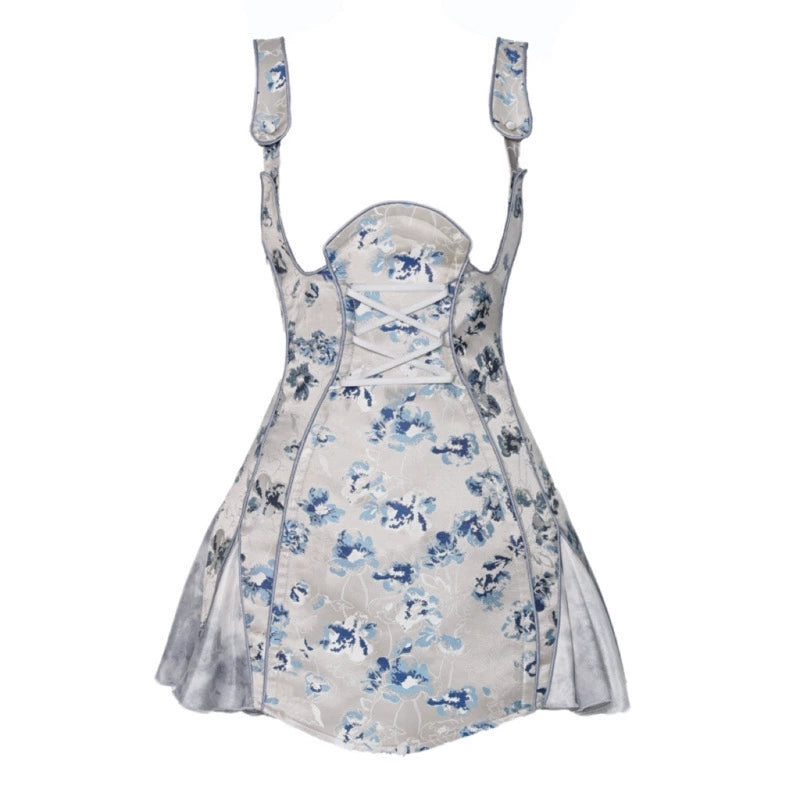 Gothic Jacquard Strap Dress – Chic Short Slip Dress