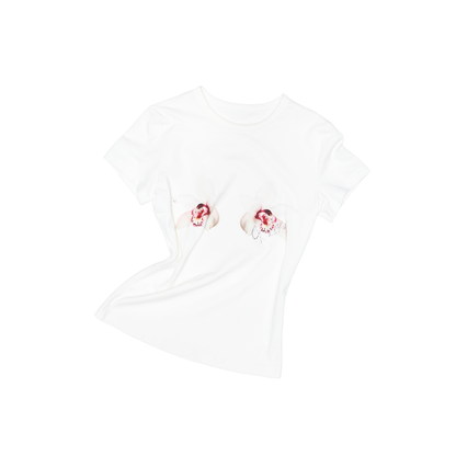 Floral Rhinestone Short Sleeve T-Shirt – Slim Stretch Shoulder Fit