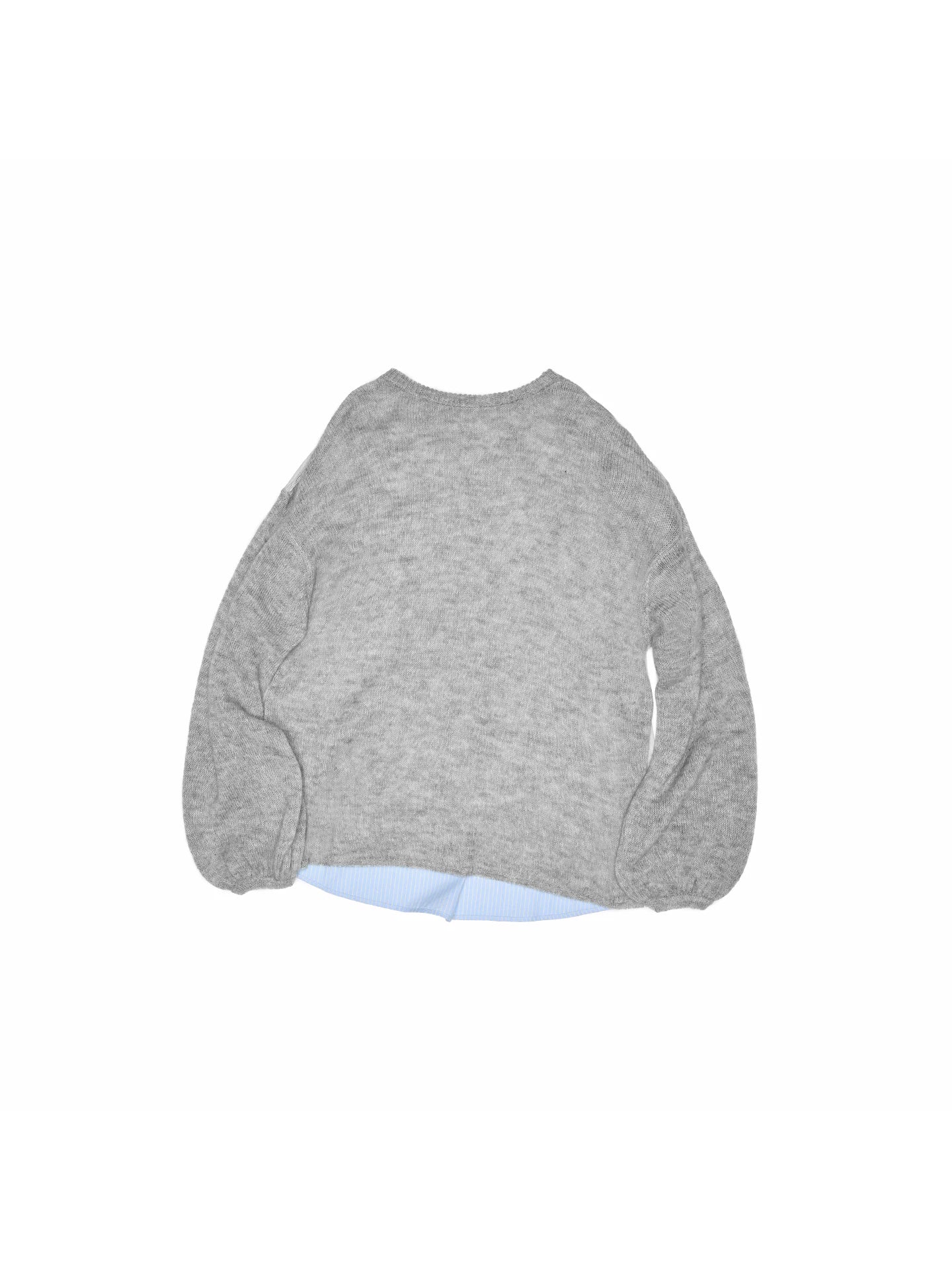 Lazy-looking mohair striped patchwork long-sleeved shirt for women, drop-shoulder loose knit top