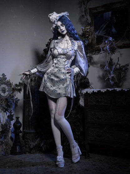 Gothic Jacquard Strap Dress – Chic Short Slip Dress