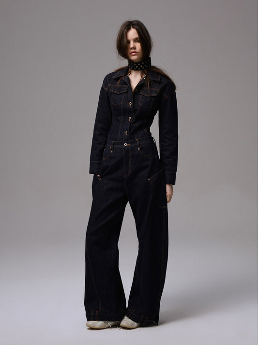 Deconstructed Denim Jacket & Jeans Set