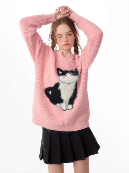 Pull Catwoman | Conception amincissante de style paresseux mignon pour l’automne/hiver