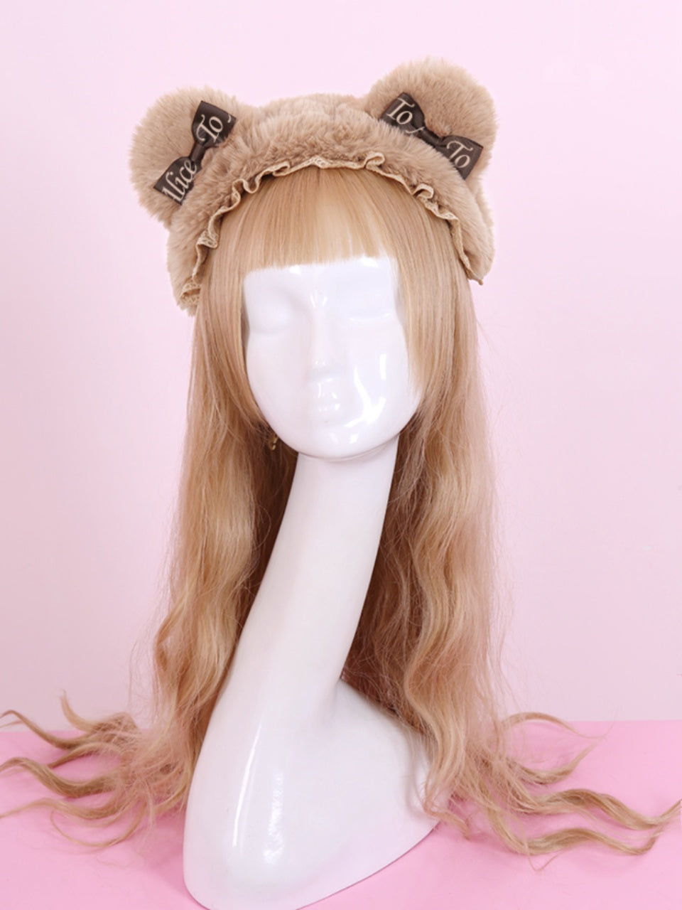 S388 Lolita Winter Furry Bear Bow Headband