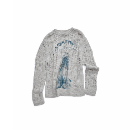 Furry Animal Print Cut-Out Sweater