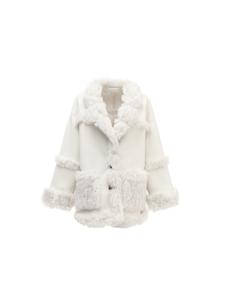 lazy sense reversible wear fur integrated jacket women's oversize autumn and winter top