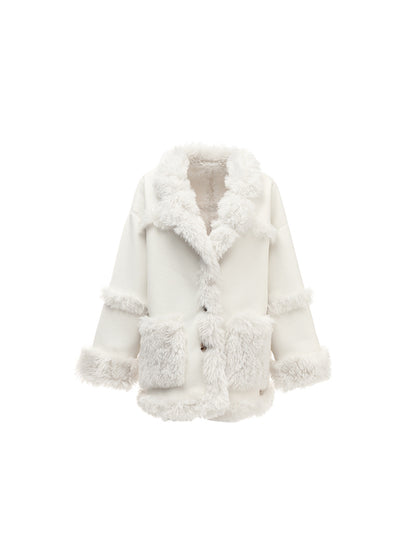 lazy sense reversible wear fur integrated jacket women's oversize autumn and winter top