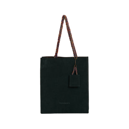 Bolso de compras estampado de ante con cuerda tejida de arcoíris clásico Retro, bolso colgante Original, bolso