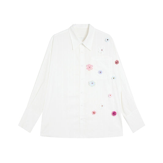 [Vacation Mode] White Sunscreen Cotton Shirt - Summer Long-Sleeve Cover-Up