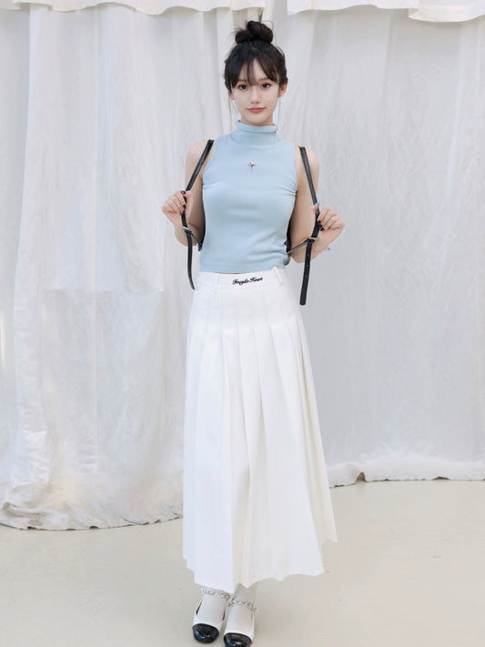 Original Embroidery 4-Color Pleated A-Line Skirt