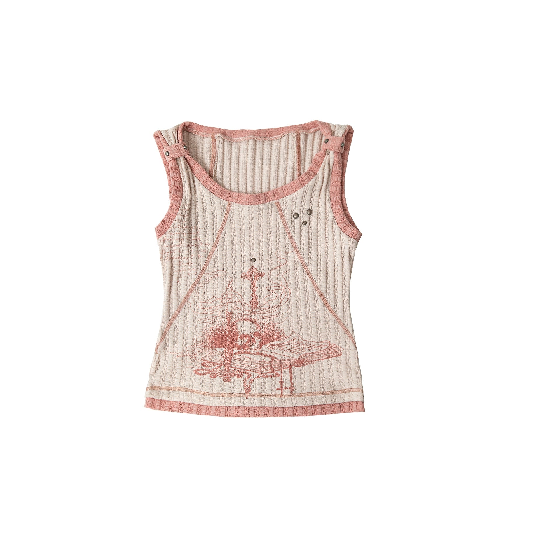 Fake Two-Piece Contrast Tank Top | Retro Punk Lace-Up Design