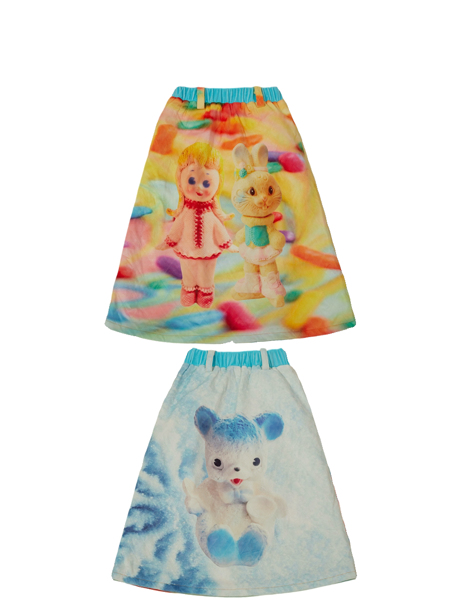 Double-Sided Cartoon Quilted Skirt | Cute Winter Puffer Skirt