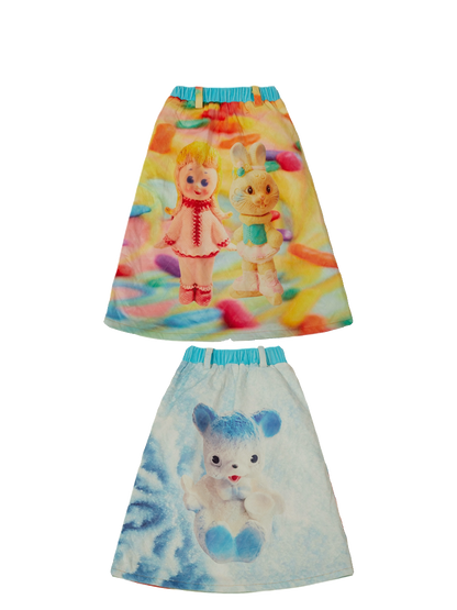 Double-Sided Cartoon Quilted Skirt | Cute Winter Puffer Skirt