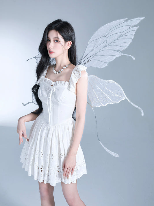 Sweet Little Flying Sleeve Waist Cinched Dress