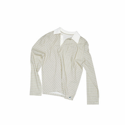 Stripe Contrast Henley Polo Top