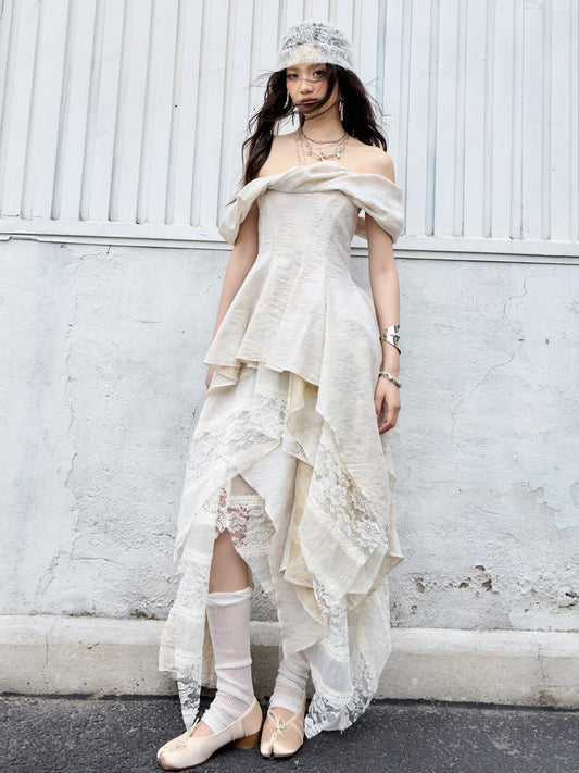 Ballet Fairy Two-Piece Dress | Sculptural Knot Collar Dress