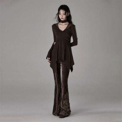 Evening Maillard Elastic Slim Fit Velvet Micro Pull Pants