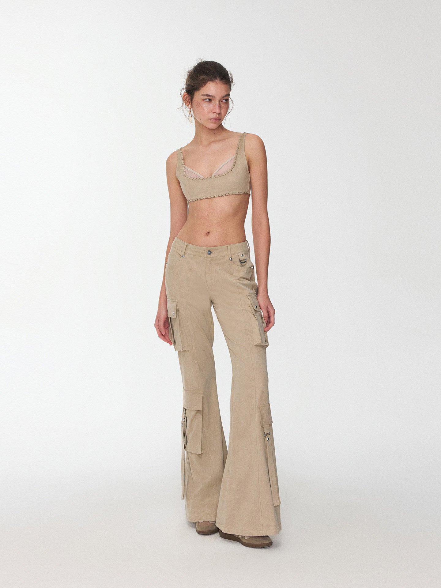 Studded Flared Cargo Pants