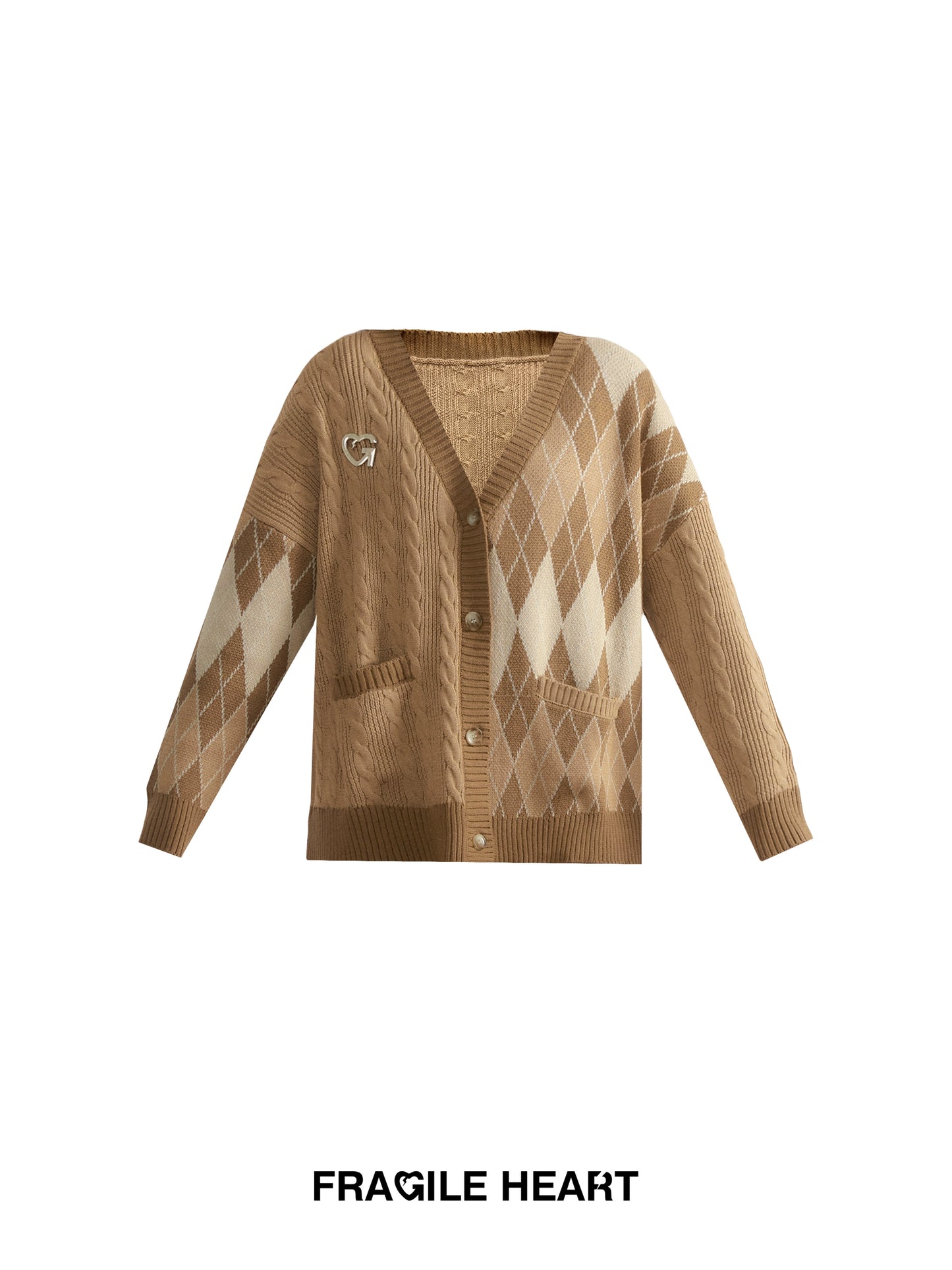 Hazelnut Latte V-Neck Knitted Cardigan