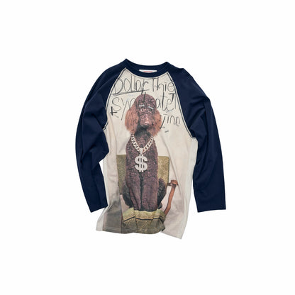 Cat & Dog Rhinestone Raglan Tee