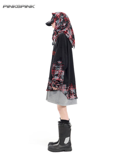 Three-Piece Layered Hooded Short-Sleeve Y2K Tee Set