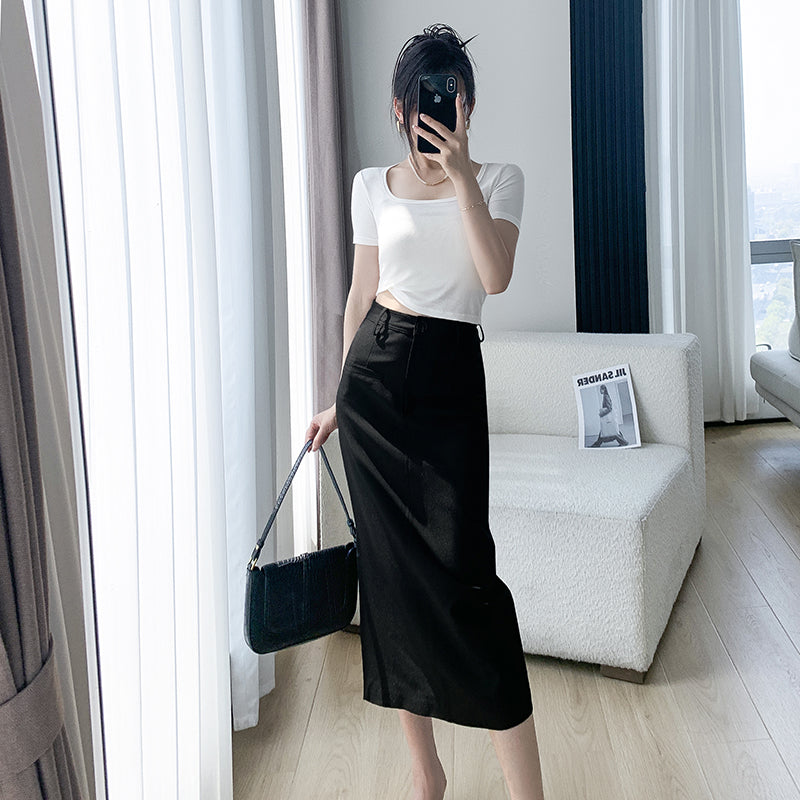 Split Black Suit Skirt 'Summer