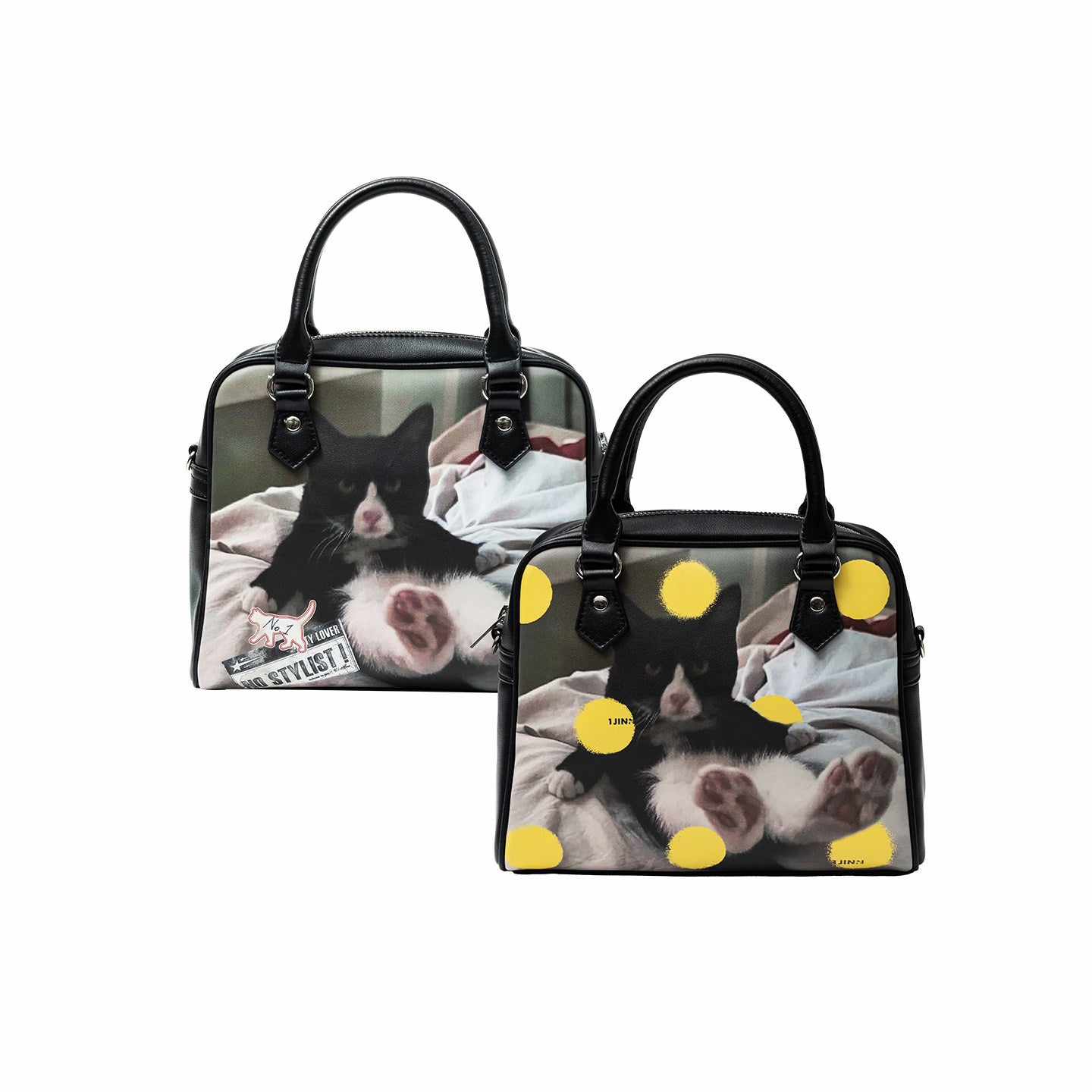 Cat & Dog Print Boston Bag
