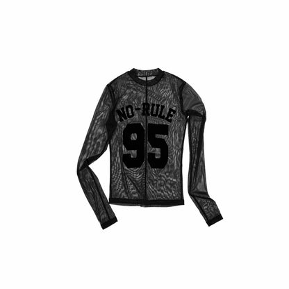 Printed Mesh Turtleneck Top
