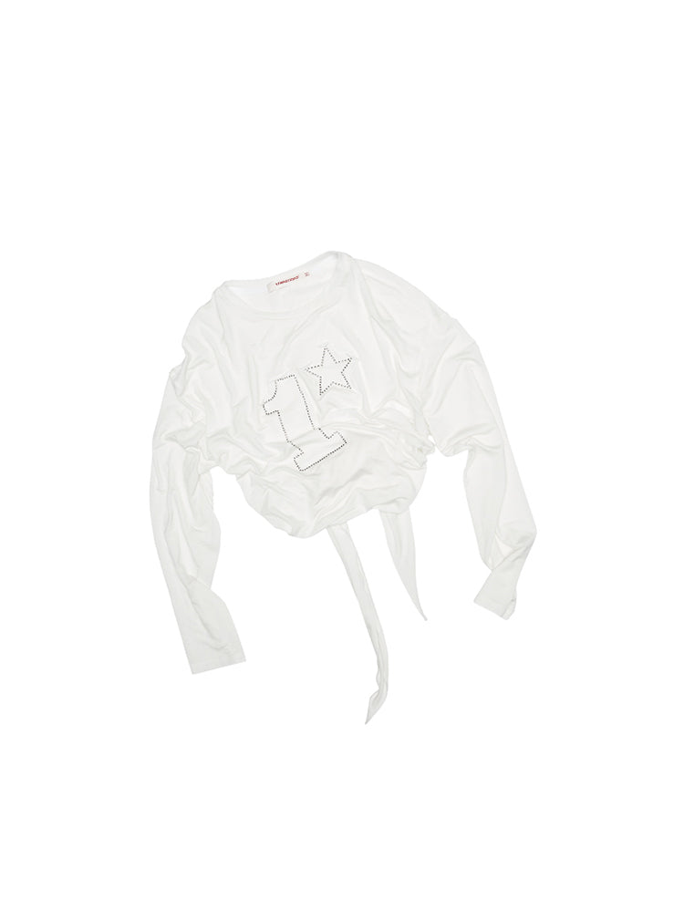 Studded Crew Neck Tee – Loose Fit Vintage Statement Top