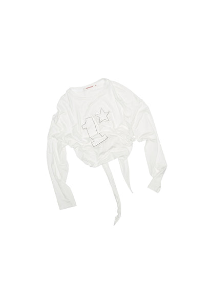 Studded Crew Neck Tee – Loose Fit Vintage Statement Top