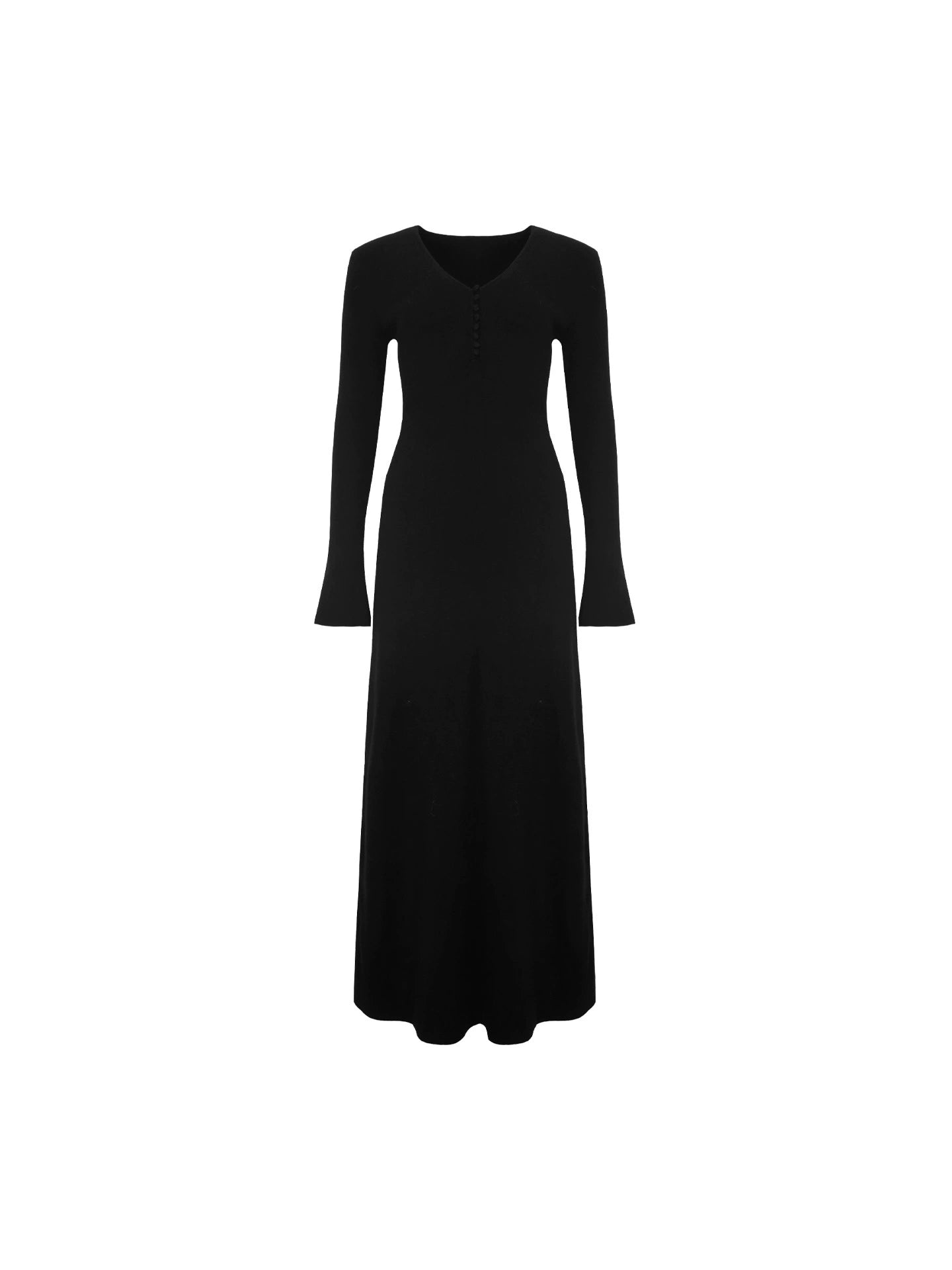 Wine Noon V-Neck Knit Long Dress – Retro Hong Kong Fall/Winter Collection 2025