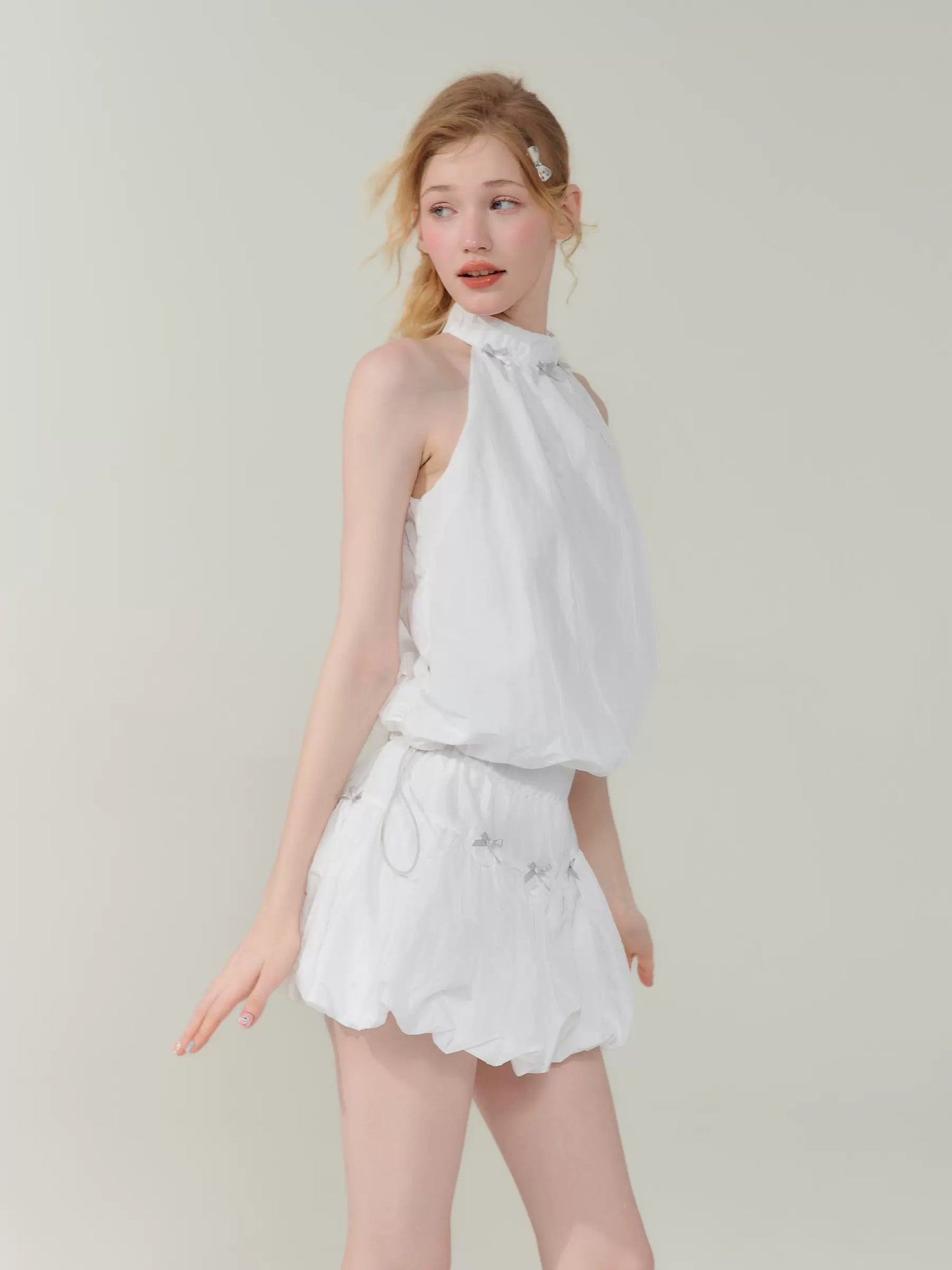 Bow Drawstring Sleeveless Top | Quick-Drying White Strap Design for Summer